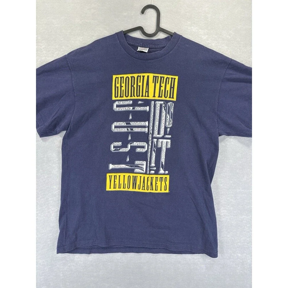 Vintage 90s Nike Georgia Tech Yellow Jackets Single Stitch T-Shirt‎ Made In USA